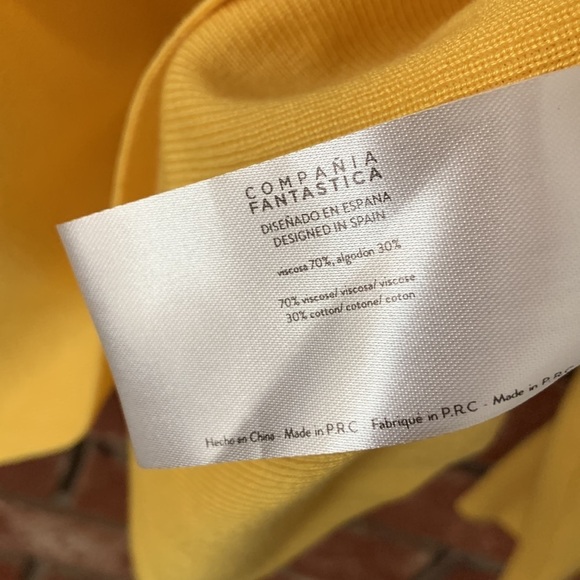 Anthropologie Compania Fantastica Yellow V Neck Sweater - Picture 5 of 6